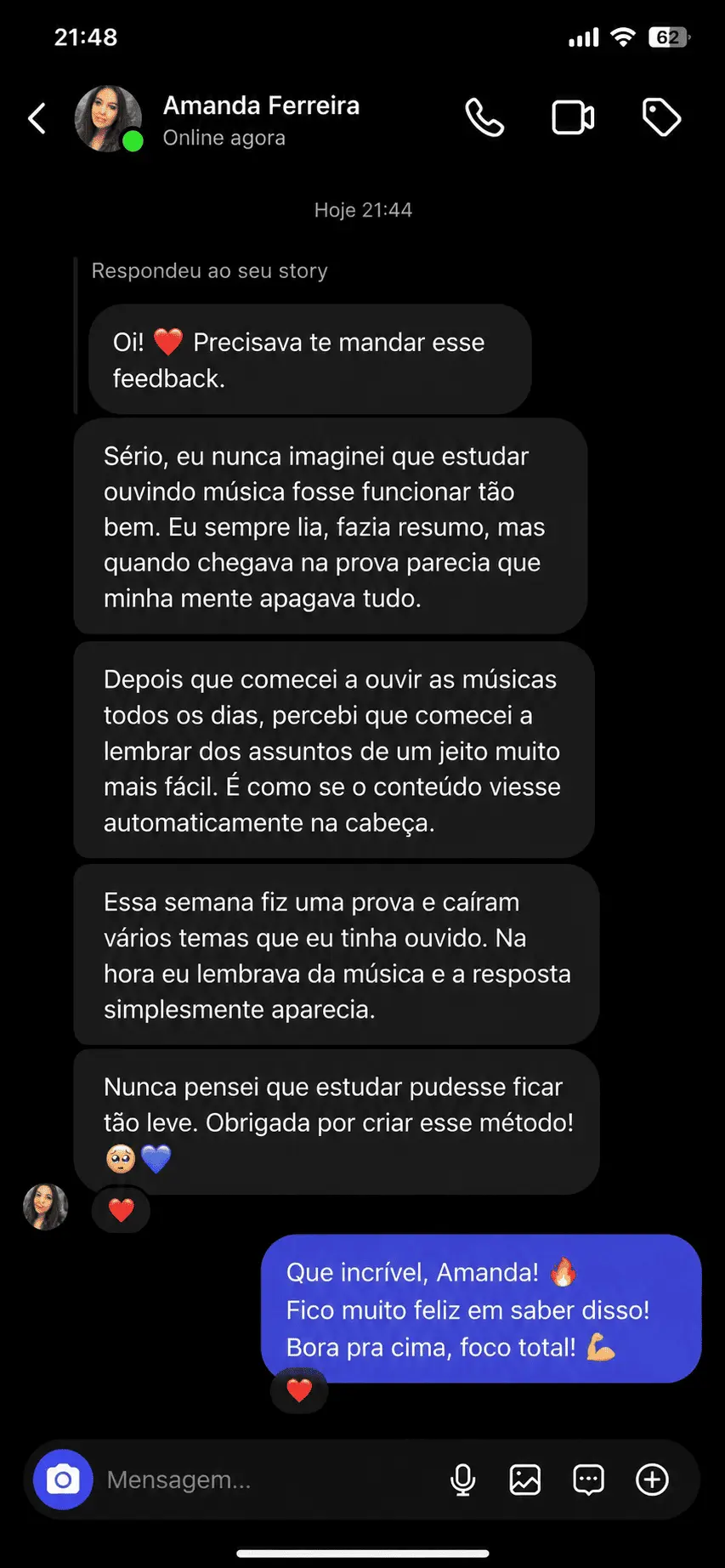 Depoimento de Amanda Ferreira