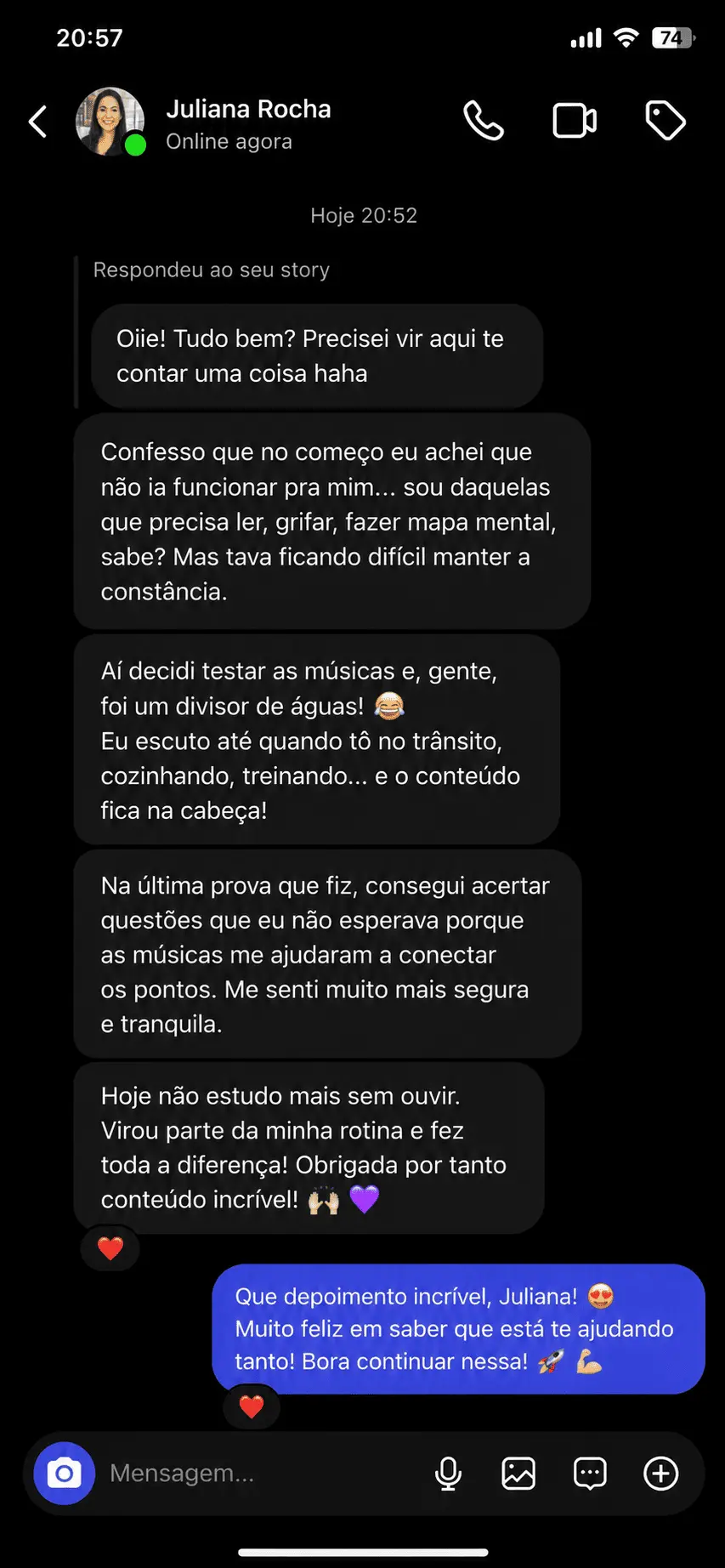 Depoimento de Juliana Rocha